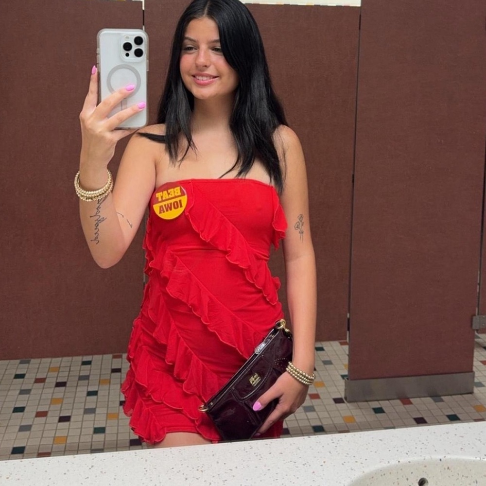 Amazon Strapless Red Ruffle Dress